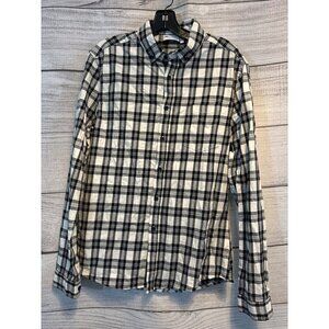 ASOS Design Mens Black & White Plaid Button-Up Shirt Size M